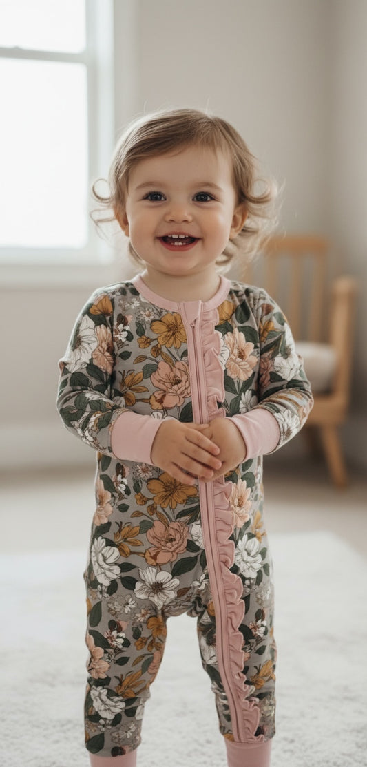 Dusted Rose Ruffle Bamboo Sleeper