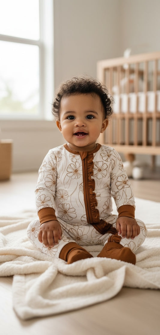 Rust Wild Flower Ruffle Bamboo Sleeper